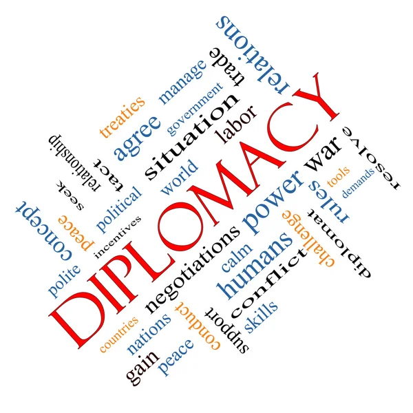 Conceito de Diplomacia Word Cloud Angled — Fotografia de Stock