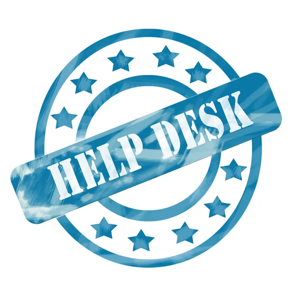 Blue Weathered Help Desk Stamp Circles and Stars — Stock Photo, Image