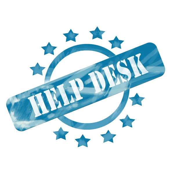 Blue Weathered Help Desk Stamp Circle and Stars design — Stock Photo, Image