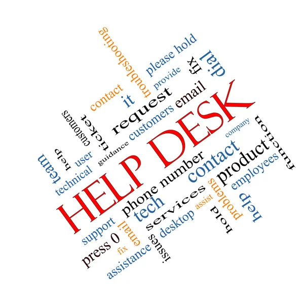Conceito de nuvem do Word Help Desk Angled — Fotografia de Stock