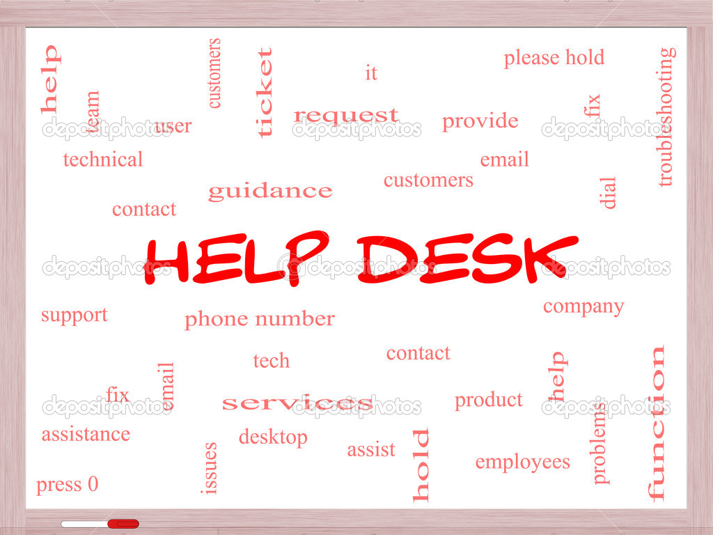 Help Desk Word Cloud Concept on a Whiteboard