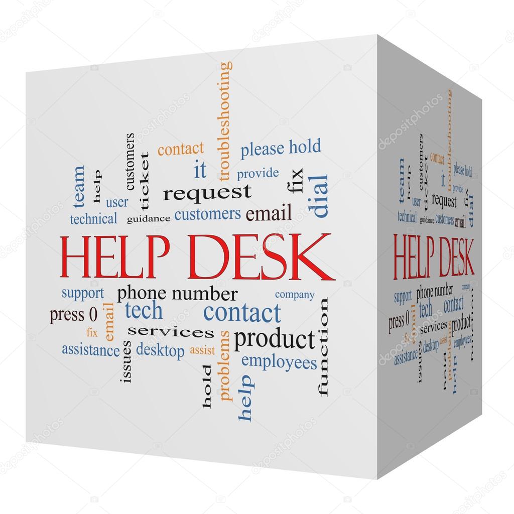 Help Desk 3D cube Word Cloud Concept