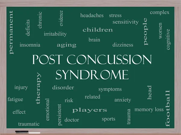 Post Concussion Syndrome Word Cloud Concept on a Blackboard — Stock Photo, Image