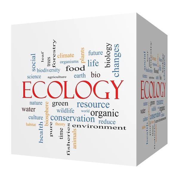 Ecologie 3D-kubus word cloud concept — Stockfoto