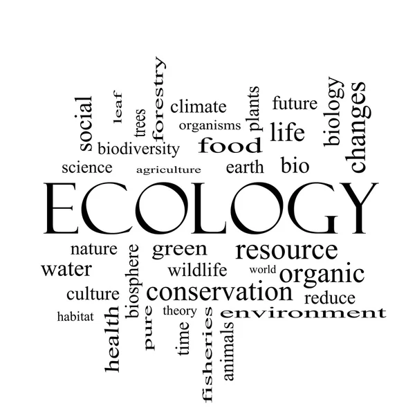 Ecology Word Cloud Concept in black and white — Stock Photo, Image
