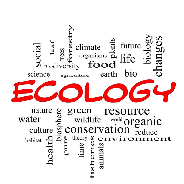 Ecology Word Cloud Concept in red caps — Stock Photo, Image