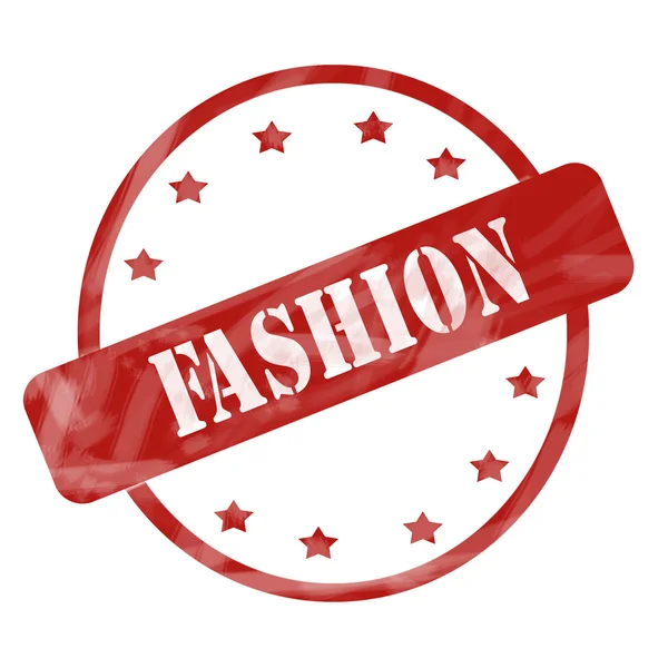 Red Weathered Fashion Stamp Circle and Stars — Stock Photo, Image