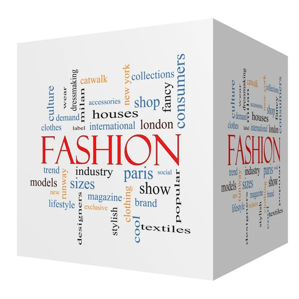 Fashion 3D cube Word Cloud Concept — Stock Photo, Image