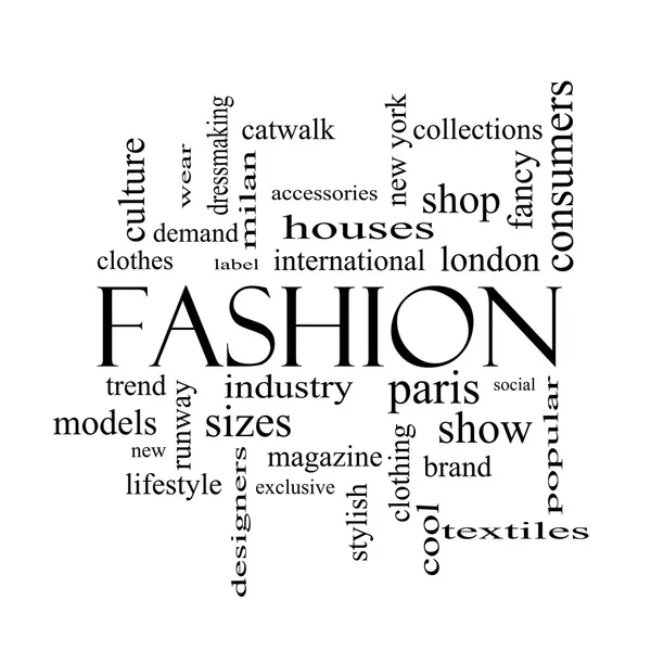 Fashion Word Cloud Concept in black and white — Stock Photo, Image