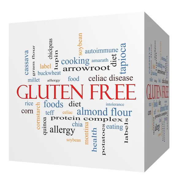 Gluten Free 3D cubo Word Cloud Concept — Fotografia de Stock