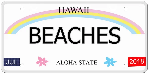 Praias Hawaii placa de licença — Fotografia de Stock