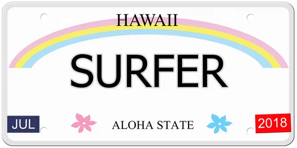 Placa de licença Surfer Hawaii — Fotografia de Stock