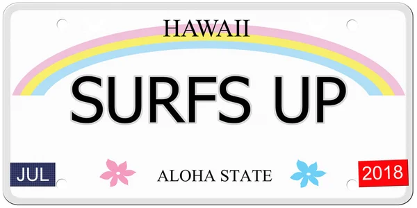 Surfs Up Hawaii placa de licença — Fotografia de Stock