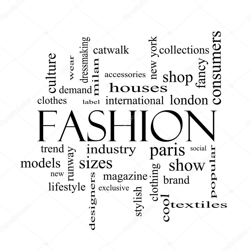Fashion Word Cloud Concept In Black And White Stock Photo By C Mybaitshop