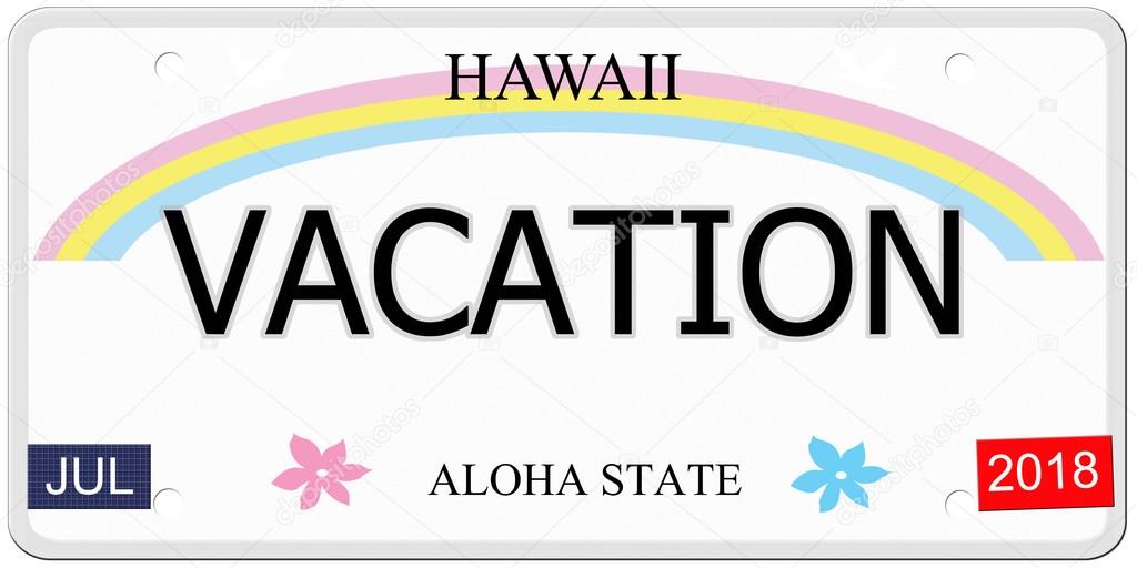 Vacation Hawaii License Plate