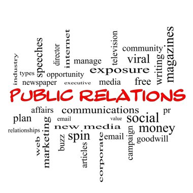 Public Relations Word Cloud Concept in red caps clipart