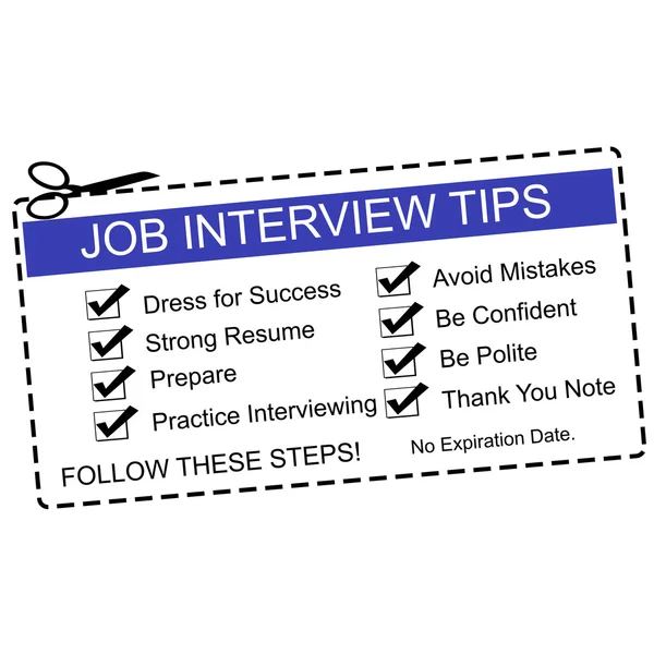 Blue Job Interview Tips Coupon — Stock Photo, Image