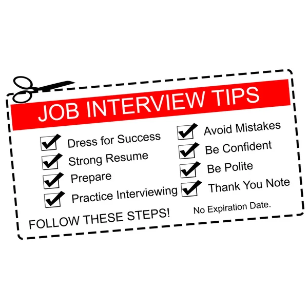 Red Job Interview Suggerimenti Coupon — Foto Stock