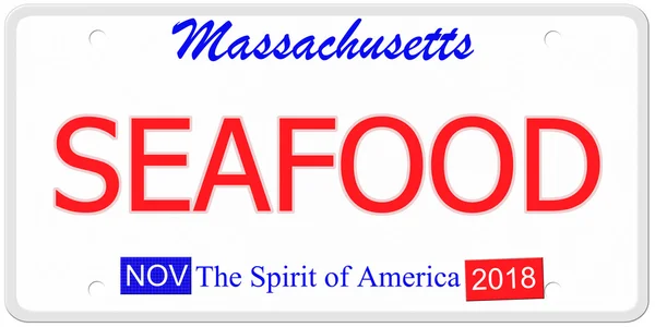 Massachusetts Seafood License Plate — Stock Photo, Image