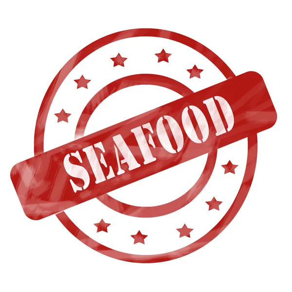 Red Weathered Seafood Stamp Circles and Stars — Stock Photo, Image