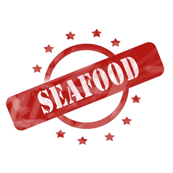 Red Weathered Seafood Stamp design — Stock Photo, Image
