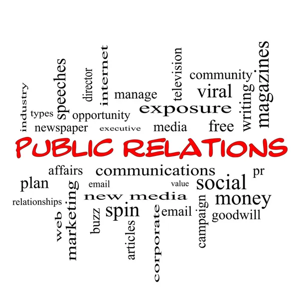 Public Relations Word Cloud Concept in red caps — Stock Photo, Image