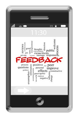 Feedback Word Cloud Concept on a Touchscreen Phone clipart