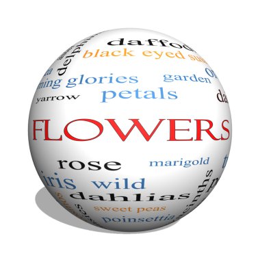 çiçek 3d küre kelime bulutu kavramı
