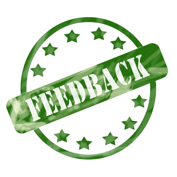 Green Weathered Feedback Stamp Circle and Stars — Stock Photo, Image