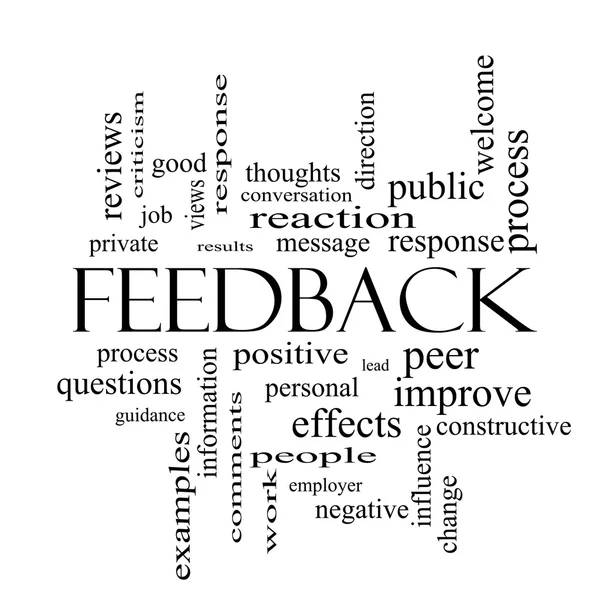 Feedback Word Cloud Concept in black and white — Stock Photo, Image