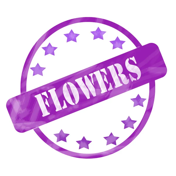 Fioletowe kwiaty wyblakły znaczek koło i gwiazdy — Zdjęcie stockowe