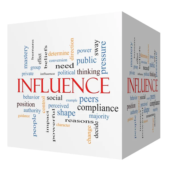 Influence 3D cube Word Cloud Concept — Stock Photo, Image