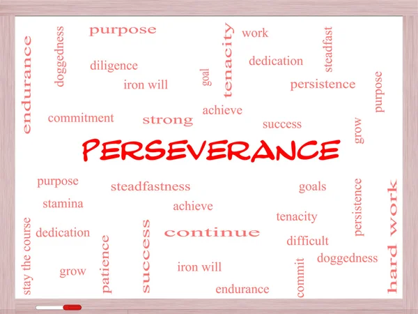 Perseverance Word Cloud Concept on a Whiteboard — Stock Photo, Image