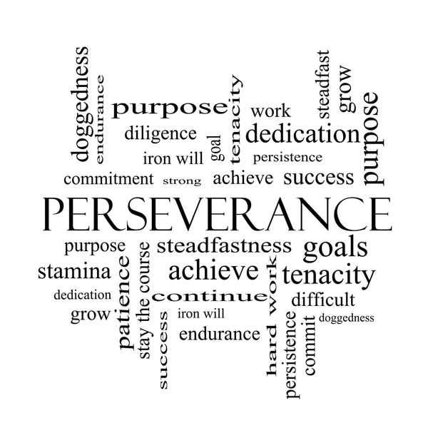 Perseverance Word Cloud Concept in black and white — Stock Photo, Image