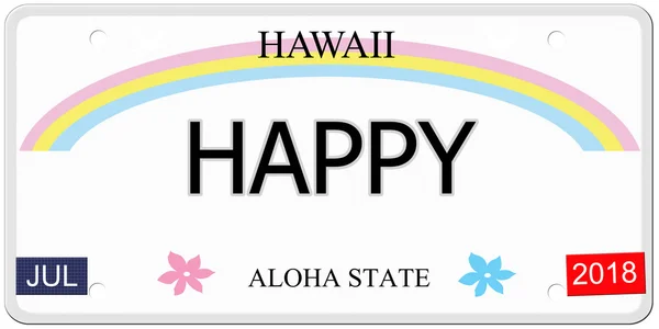 Placa de licença feliz Havaí — Fotografia de Stock