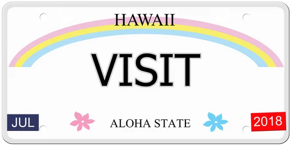 Visite a placa de licença Havaí — Fotografia de Stock