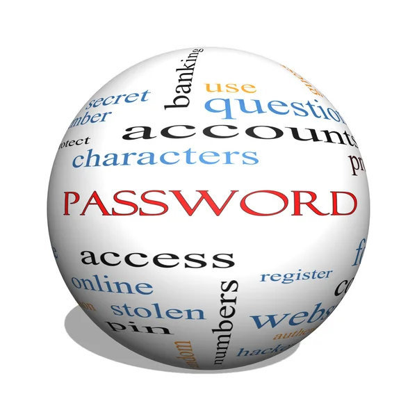 Password Sfera 3D Concetto Word Cloud — Foto Stock