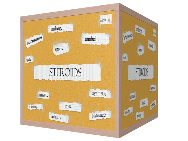 Steroids 3D cube Corkboard Word Concept — Stock Photo, Image