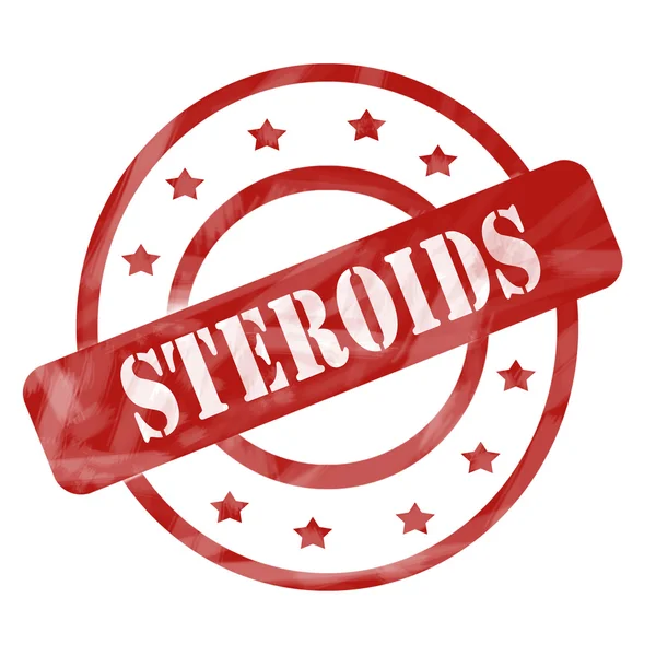 Red Weathered Steroids Stamp Circle and Stars — Stock Photo, Image