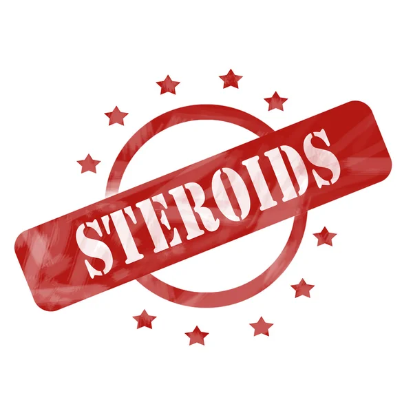 Red Weathered Steroids Stamp Circle and Stars design — Stock Photo, Image