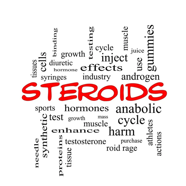 Steroids Word Cloud Concept in red caps — Stock Photo, Image