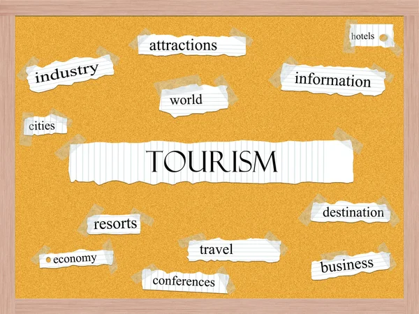 Tourism Corkboard Word Concept — Stock Photo, Image