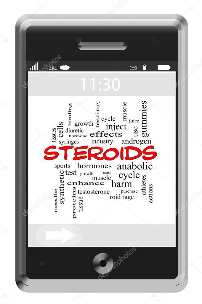 Steroids Word Cloud Concept on a Touchscreen Phone