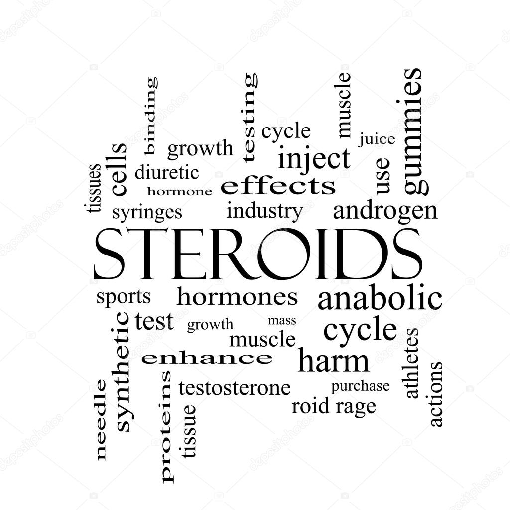 Steroids Word Cloud Concept in black and white