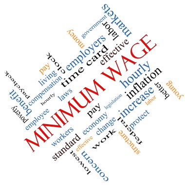 Minimum Wage Word Cloud Concept Angled clipart