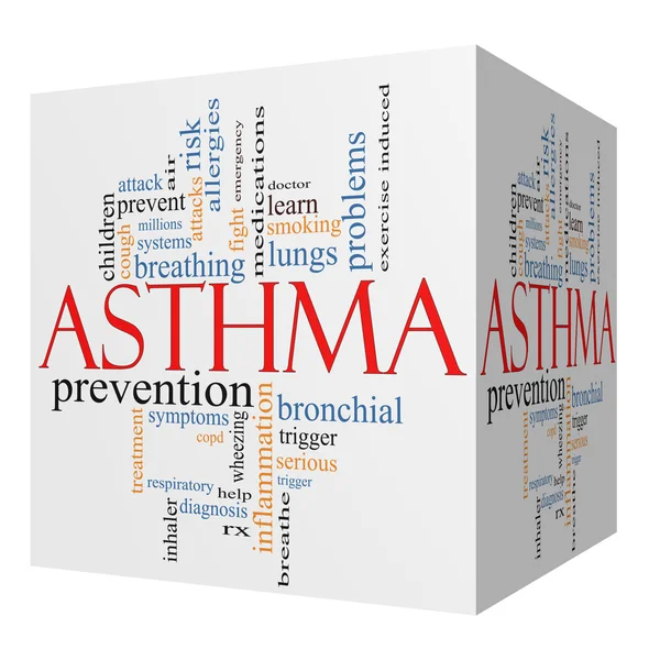 Asthma 3D cube Word Cloud Concept — Stock Photo, Image