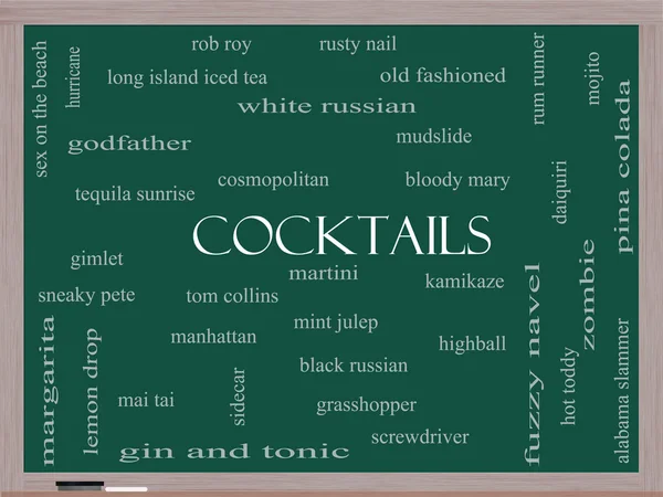 Cocktails Word Cloud Concept on a Blackboard — Stock Photo, Image