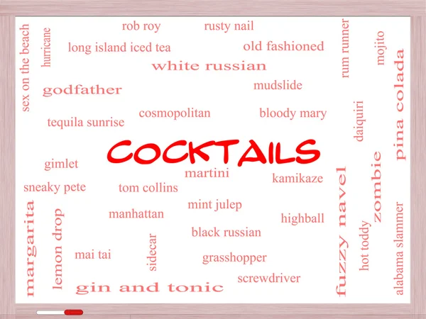 Cocktails Word Cloud Concept on a Whiteboard — Stock Photo, Image
