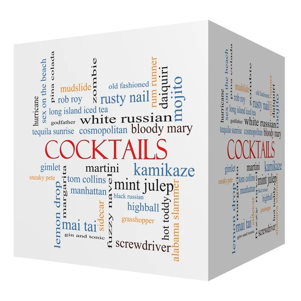 Cocktails 3D cube Word Cloud Concept — Stock Photo, Image