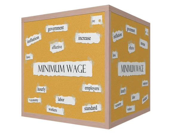 Minimum Wage 3D cube Corkboard Word Concept — Stock Photo, Image